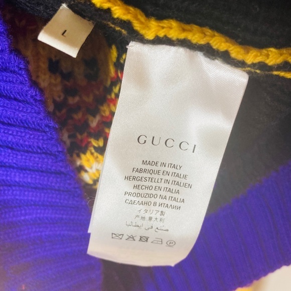 NWT Gucci Men’s cat sweater 100% wool Large unisex authentic verified receipt - Picture 14 of 16